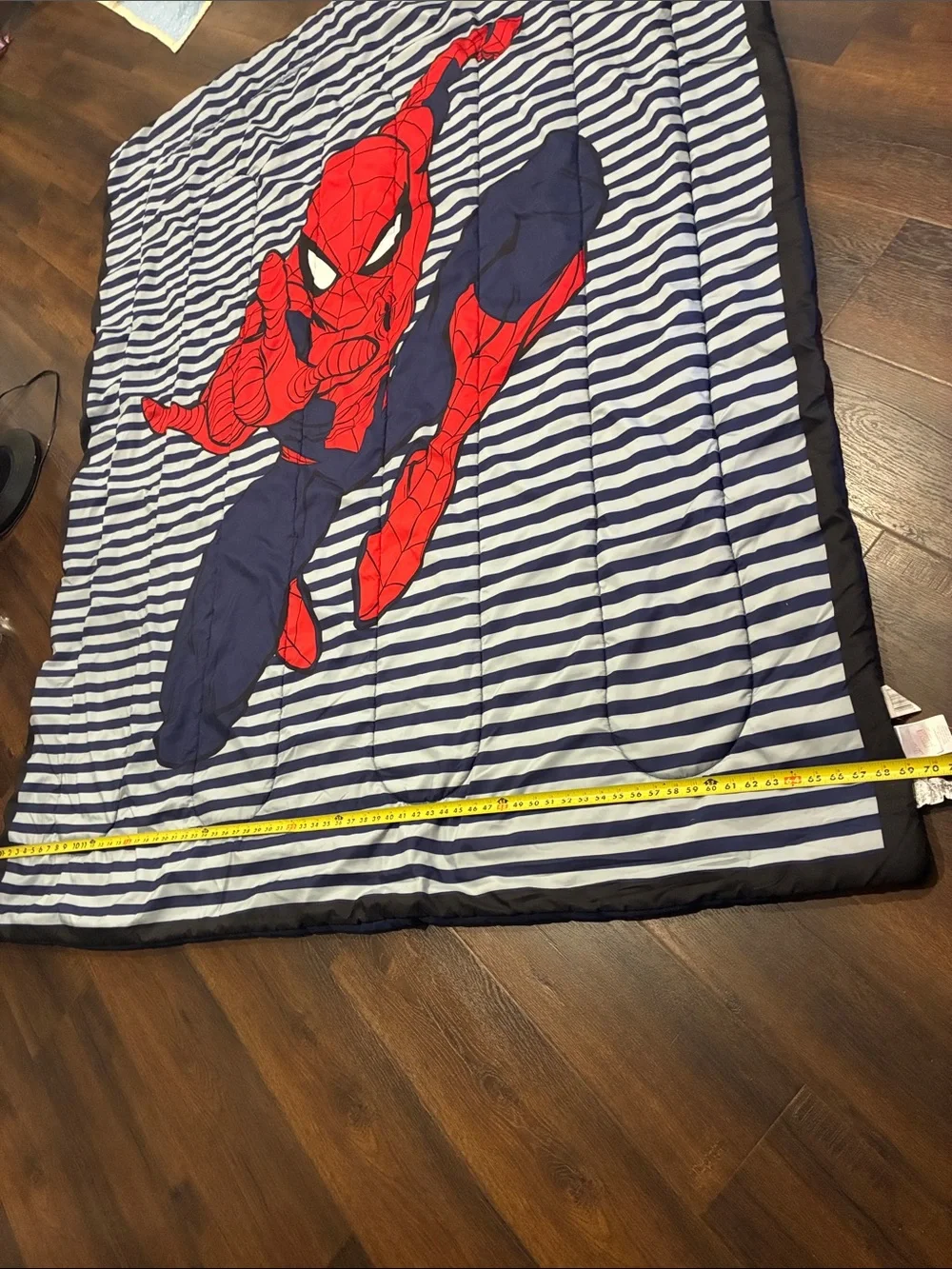 Marvel Spider-Man Navy and Red Striped TWIN Comforter Blanket 85”x69” FULL